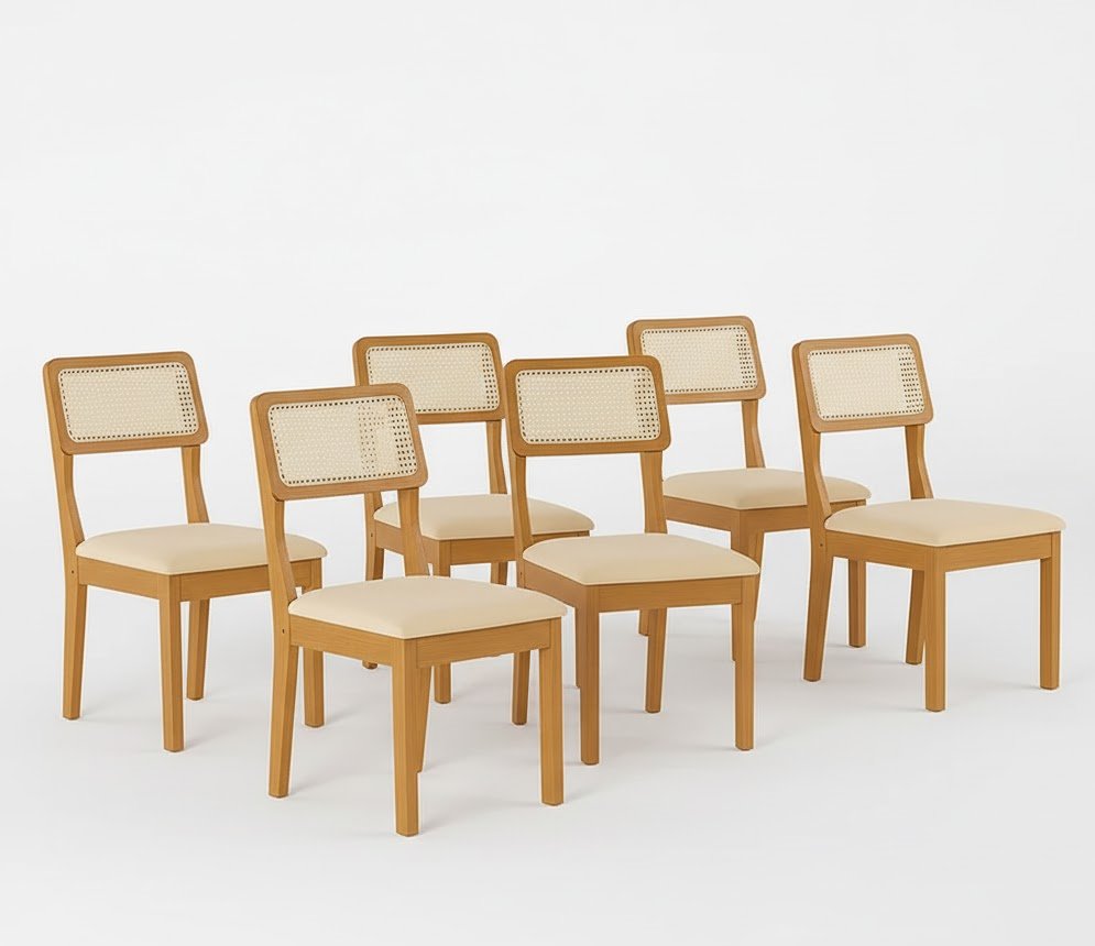 Kit 6 Cadeiras Para Sala De Jantar Ágata Castanho Cinamomo/creme