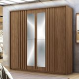 Guarda-roupa Coimbra 4 Portas 4 Gavetas Com Espelho Jatoba