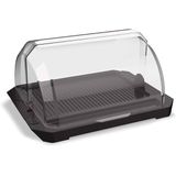 Porta Pão Acrílico Com Tampa Retrátil Transparente Premium Armazena E Conserva Uz Utilidades Pães De Forma Frances Preto