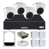 Kit Cftv 4 Câmeras Segurança Dome 1220 Full Hd Com Audio Microfone Dvr Mhdx 1004c Intelbras 1tb