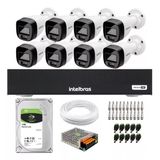 Kit 8 Cameras Seguranca Intelbras Full Color Vhd 1120b Dvr 8ch Full C/ Hd 1tb