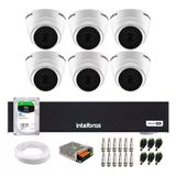 Kit Cftv 6 Câmeras Segurança Dome 1220 Full Hd Com Audio Microfone Dvr Mhdx 1008c Intelbras 1tb