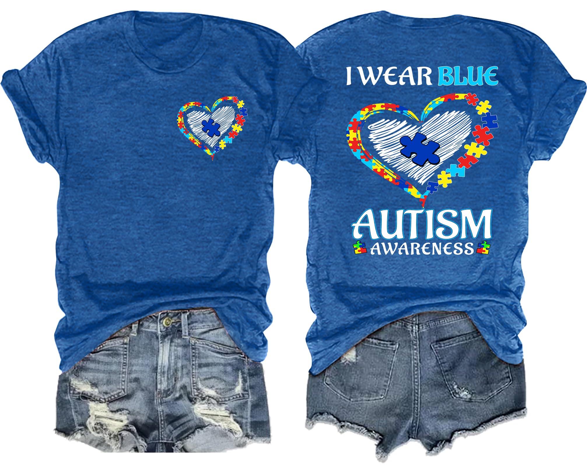 Camiseta Ithalt Autism Awareness Para Mulheres Usa Azul Para Mães Autistas