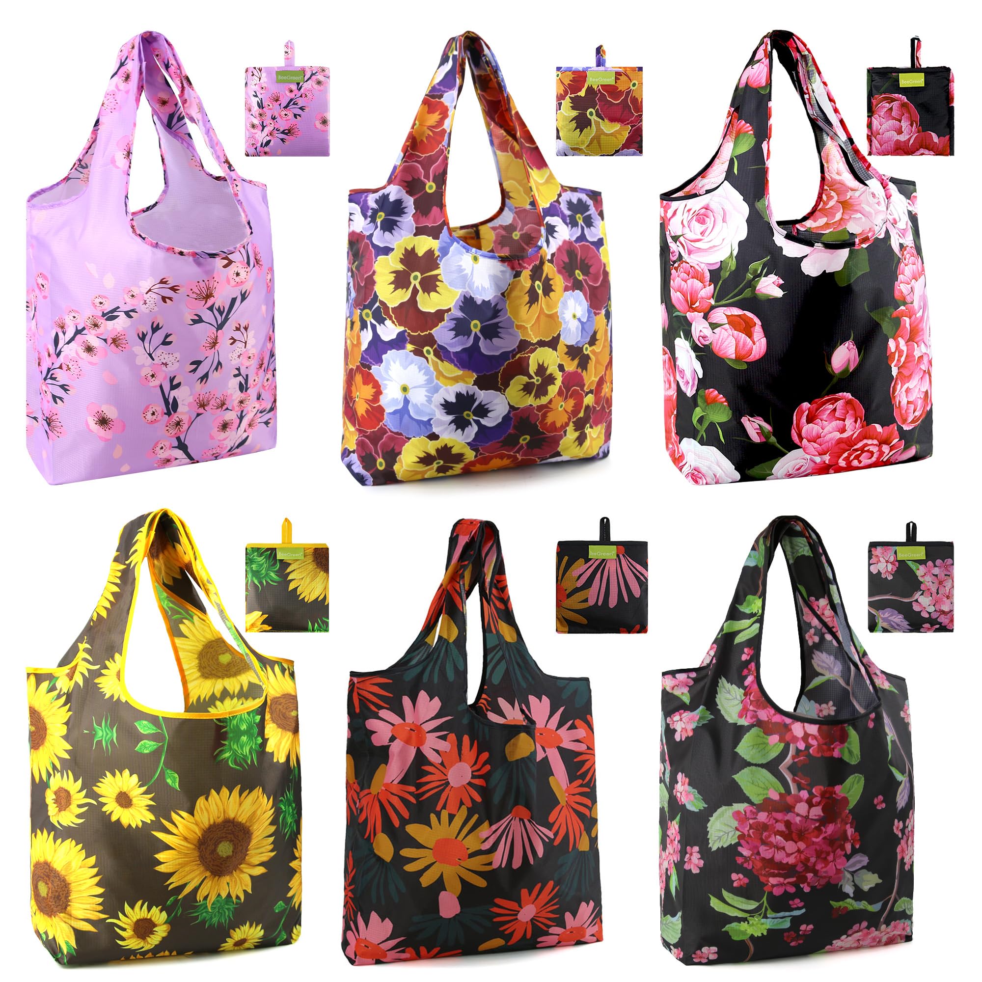 Sacos De Compras Reutilizáveis Beegreen Dobráveis De Poliéster Feminino