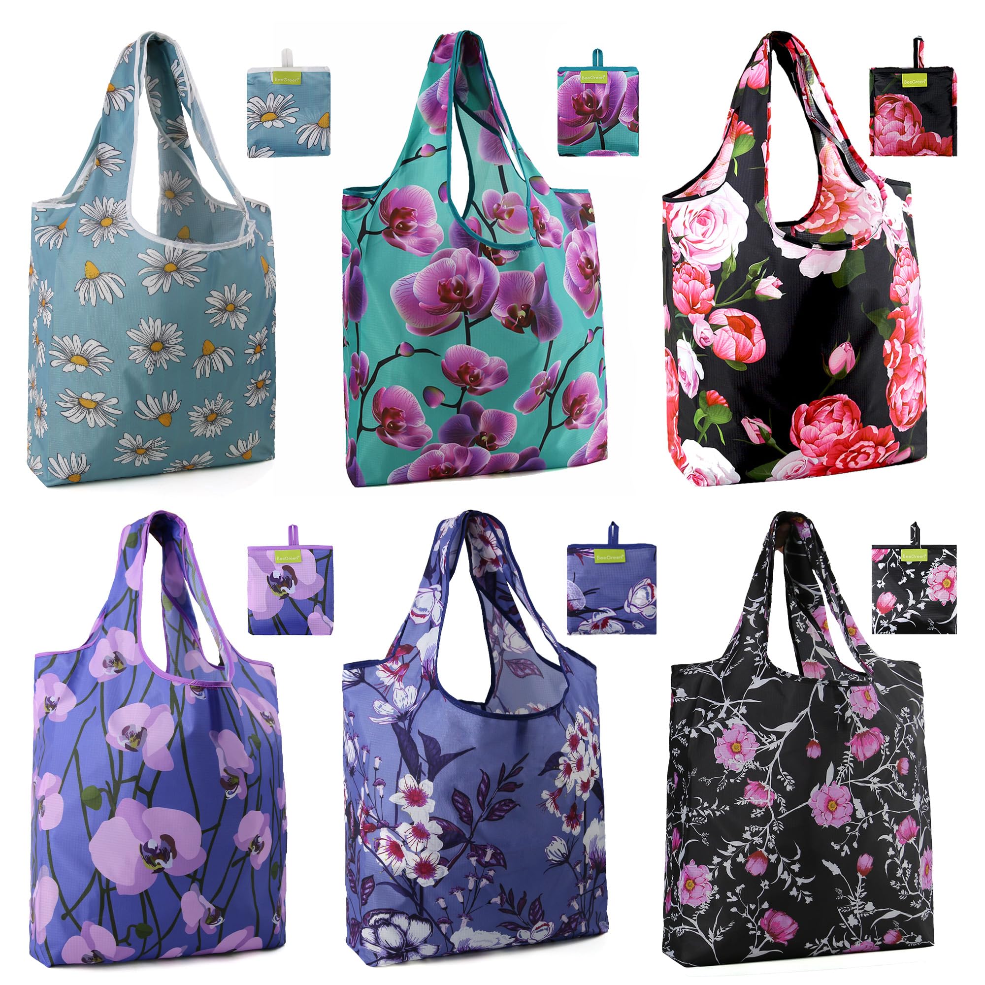 Sacos De Compras Reutilizáveis Beegreen Dobráveis De Poliéster Feminino