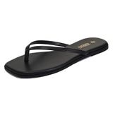 Chinelos Rihero Black Leather Para Mulheres Tamanho 8