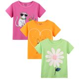 Camiseta Hileelang Para Meninas De Páscoa, Manga Curta, 100% Algodão, Pacote Com 3 Unidades