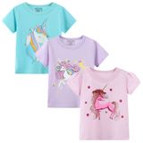 Camisetas Femininas Hileelang De Algodão Casual Estampadas, 3 Pacotes 5t
