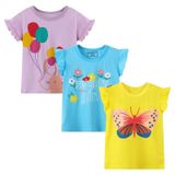 Camiseta Hileelang Toddler Girls 4t De Algodão Roxa Amarela, Pacote Com 3