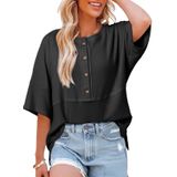 Top Elegante E Casual De Malha Waffle De Manga 3/4 Para Mulheres Dokotoo