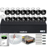 Kit Intelbras 16 Cameras Segurança Vhd 3220b+ Microfone Audio Full Color 1080p Dvr 3116c 2tb