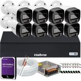 Kit Intelbras 8 Cameras Segurança Vhd 3220b+ Microfone Audio Full Color 1080p Dvr 3008c 1tb Purple