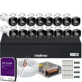 Kit Intelbras 16 Cameras Segurança Vhd 3220b+ Microfone Audio Full Color 1080p Dvr 3116c 2tb Purple