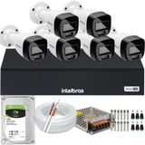 Kit Intelbras 6 Cameras Segurança Vhd 3220b+ Microfone Audio Full Color 1080p Dvr 3008c 1tb