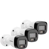 Kit Intelbras 3 Câmeras De Segurança 3220 B Multi-hd Vhd Full Color Com Microfone E Áudio 20m Branca