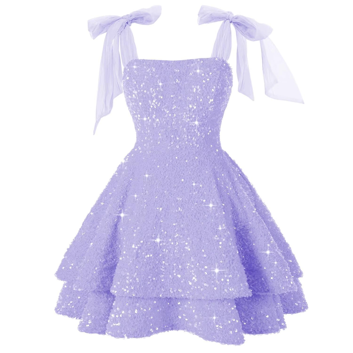 Vestido De Festa Miao Duo Glitter Spaghetti Strap Lilac