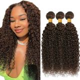 Pacotes De Cabelo Raivide Chocolate Brown Kinky Curly 35cm 3x100g