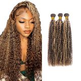 Pacotes De Cabelo Huxowax Highlight P4/613 Kinky Curly 60-70 Cm 3 Pacotes
