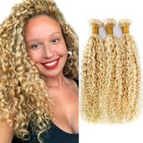 Pacotes De Cabelo Ladrxadr 613/27 Blonde Kinky Curly 20 22 24 Polegadas