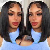 Bob Wig Keytac Human Hair Straight 14 Cm Wear And Go