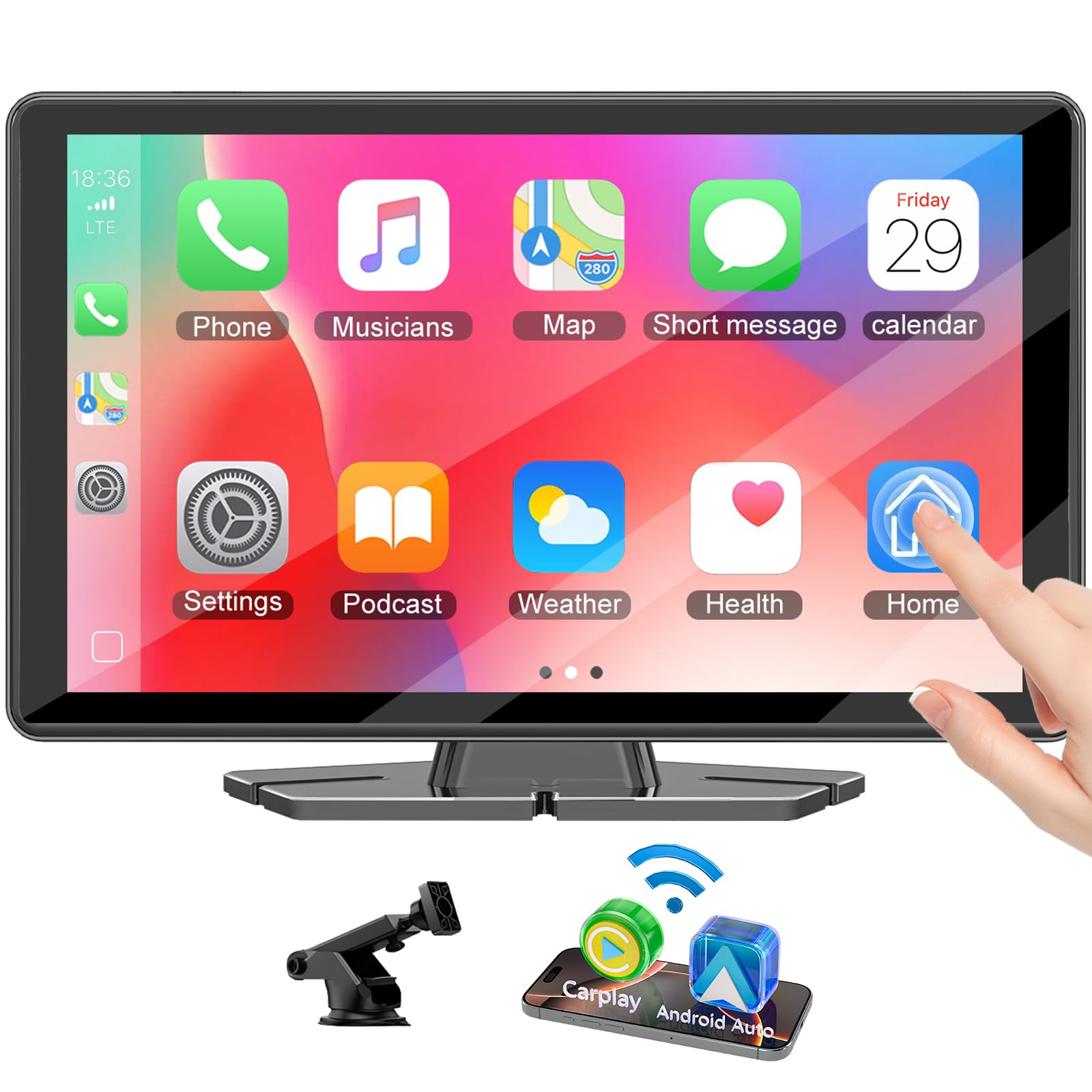 Tela Carplay Accfly Hd Ips De 7 Polegadas Sem Fio Para Carro