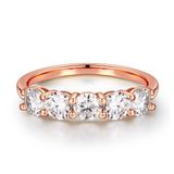 Anel De Aniversário Moosea 5 Stone Moissanite Preenchido Com Ouro 18k