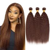 Pacotes De Cabelo Niegmeag Yaki Straight Brown 16cm 3x100g 8a