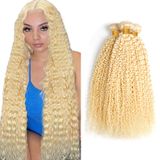 Pacotes De Cabelo Gveoxvo 613 Blonde Kinky Curly 22cm 24cm 26cm