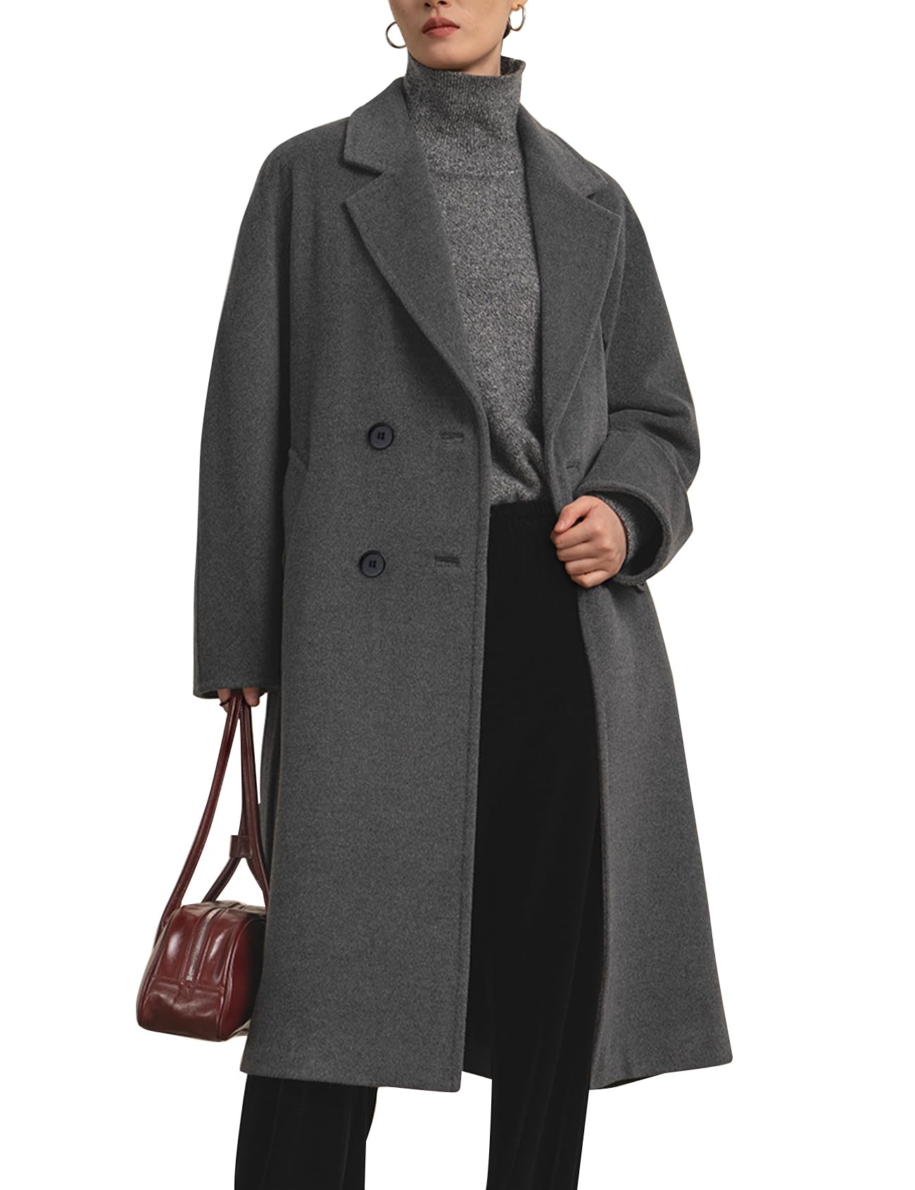 Casaco Impermeável Feminino Pea Coat Flygo, Trespassado, Cinza-s