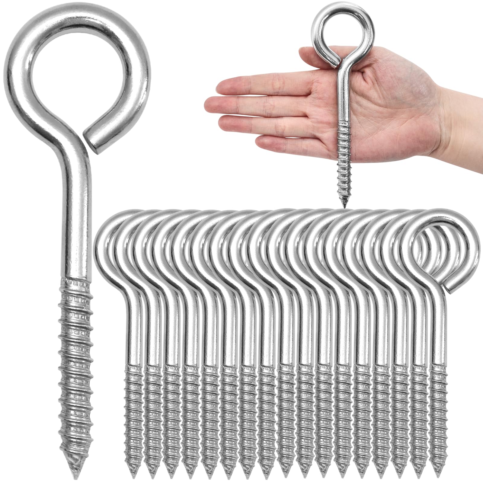 Olhos De Parafuso Acczio 304 Em Aço Inoxidável M10 15 Cm, Pacote Com 20