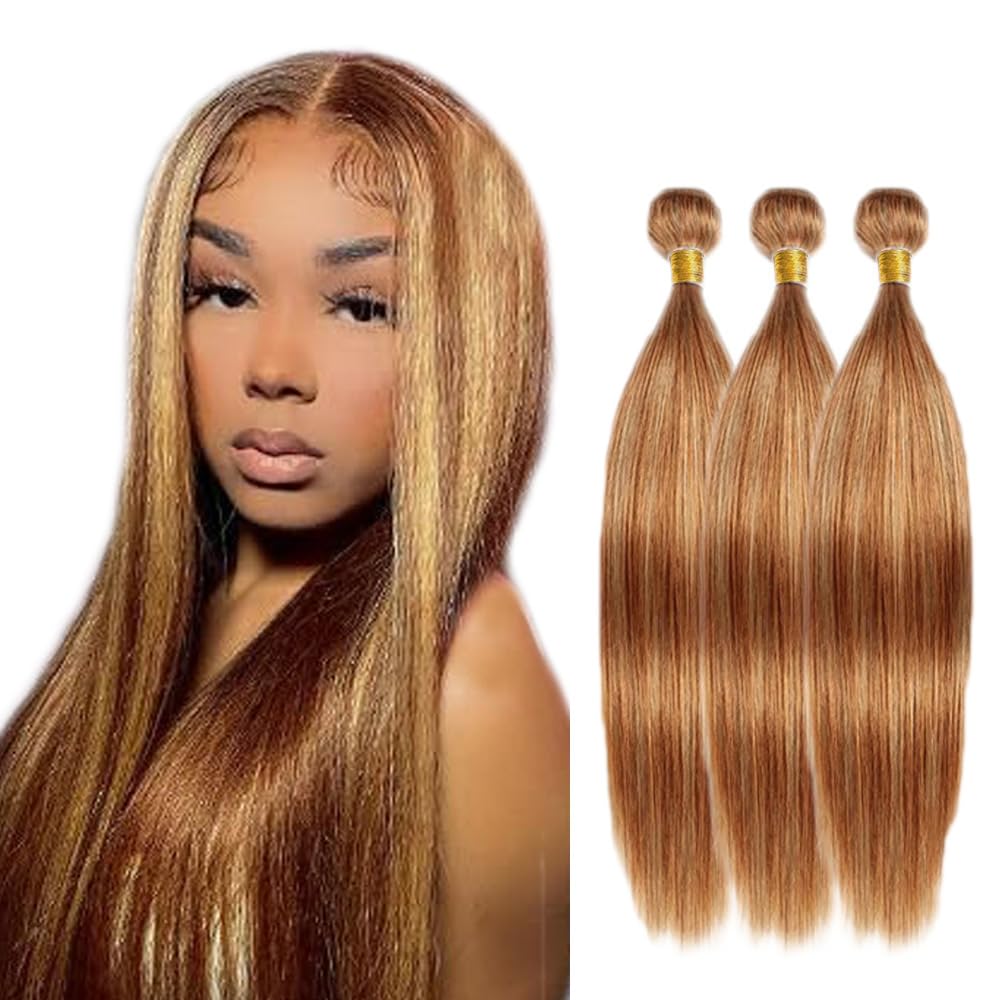 Pacote De Cabelo Huxowax P27/30 Honey Brown Straight 20cm 22cm 24cm