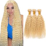 Pacotes De Cabelo Freiuoke 613 Blonde Kinky Curly 26cm Brazilian