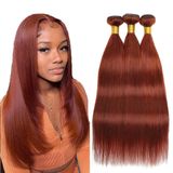 Pacotes De Cabelo Huxowax Auburn Reddish Straight 8a Brazilian