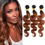 Pacotes De Cabelo Fridnae B130 Ombre Brown Body Wave 3 Pacotes 26-30 Polegadas