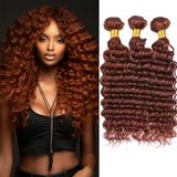 Pacotes De Cabelo Hiaplame Auburn Deep Curly 50-60cm Brown 300g