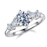 Anel De Aniversário Moosea 5 Stone Moissanite 1,2 Quilates Em Ouro 14k