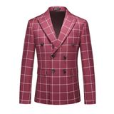 Conjunto De Roupas Masculino Mogu Slim Fit, Xadrez, Cor De Vinho, Trespassado