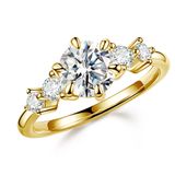 Anel De Aniversário Moosea 5 Stone Moissanite 1,2 Quilates Em Ouro 14k