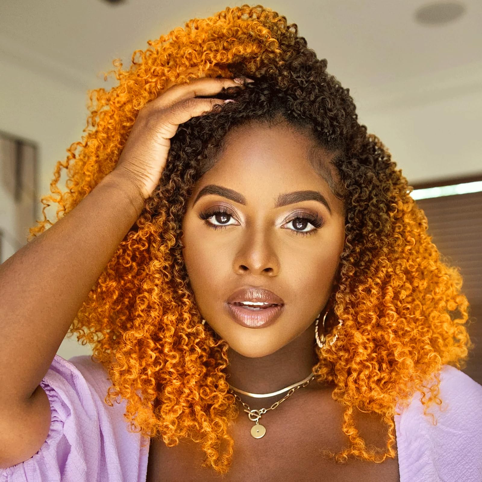 Crochet Hair Gix Yanky Twist, 10 Polegadas, 8 Pacotes, Ombre Ginger