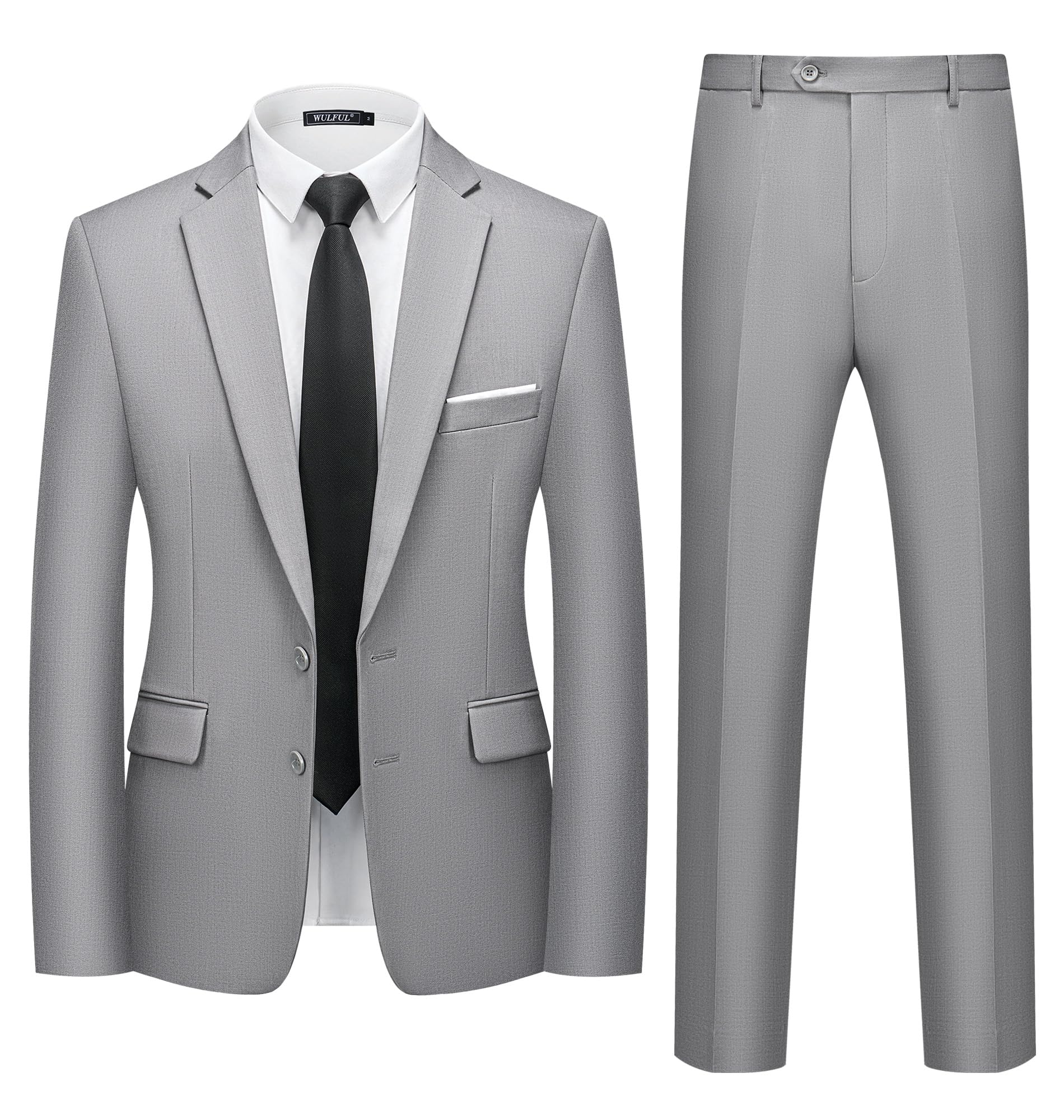 Suit Wulful, 2 Peças, Slim Fit, Cinza Claro, Para Festas