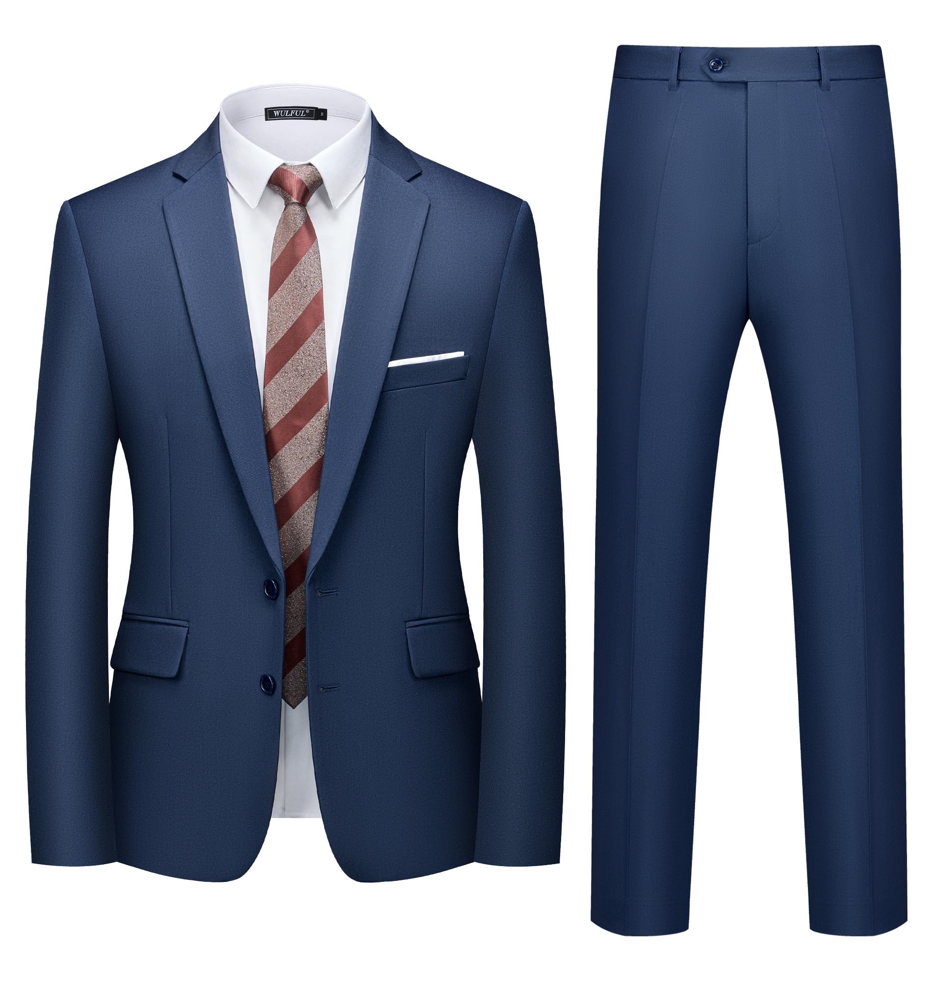 Suit Wulful Masculino De 2 Peças Slim Fit Two Button Navy