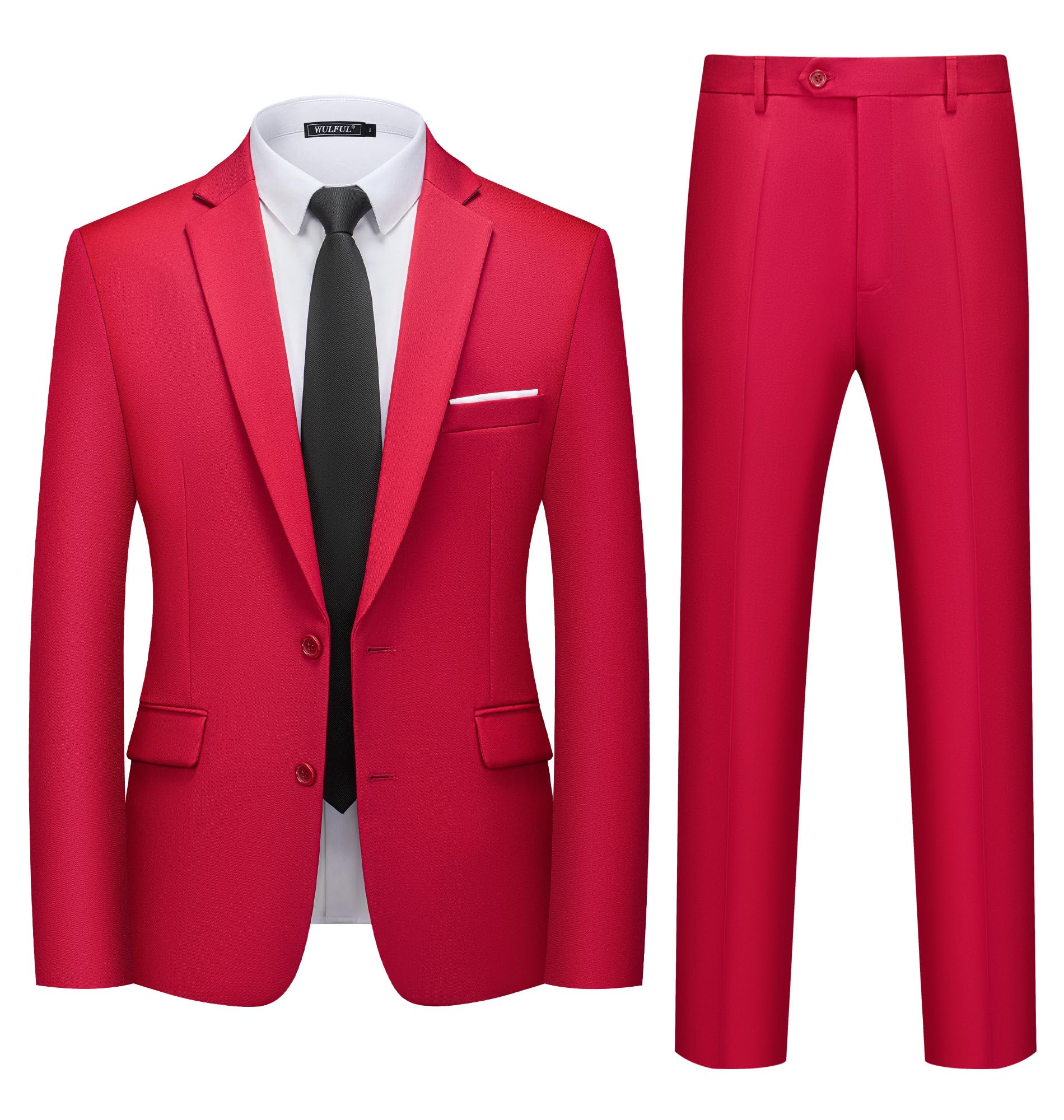 Suit Wulful, 2 Peças, Slim Fit, Dois Botões, Vermelho