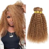 Pacotes De Cabelo Younghann Honey Blonde Kinky Curly 40-50cm 3x100g