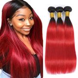 Pacotes De Cabelo Nuailisex 1b/red Ombre Straight Brazilian 35-45cm