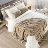 Coordenado Cobre Leito E Cobertor Tok Max Queen Ultrasoft Alto Relevo Dupla Face - Palha