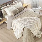 Coordenado Cobre Leito E Cobertor Tok Max Queen Ultrasoft Alto Relevo Dupla Face - Cáqui