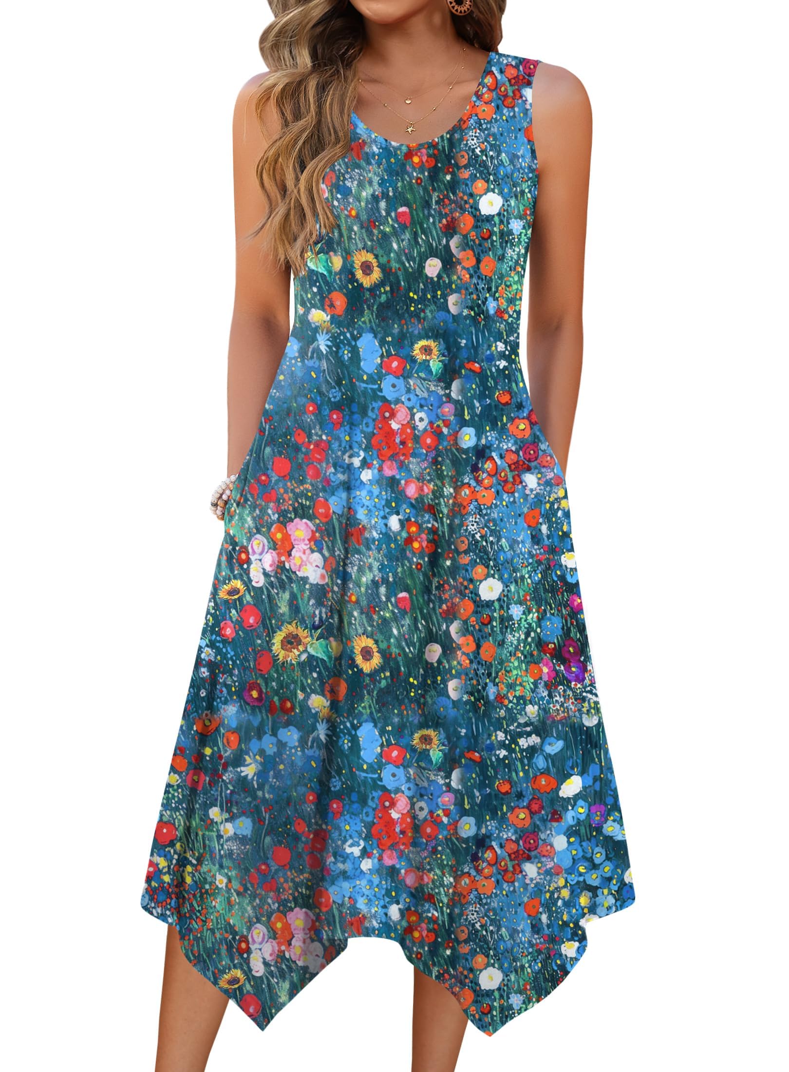 Vestido Casual Zeagoo Floral Shirt Vestido Sem Mangas Preto