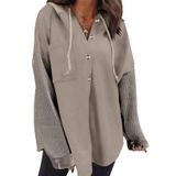 Moletom Feminino Shewin, Casual, Leve, Com Botão, Cinza Claro