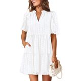Vestido Kirundo Eyelet Summer Para Mulheres Com Decote Em V Shift Branco