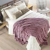 Coordenado Cobre Leito E Cobertor Tok Max Queen Ultrasoft Alto Relevo Dupla Face - Rosê